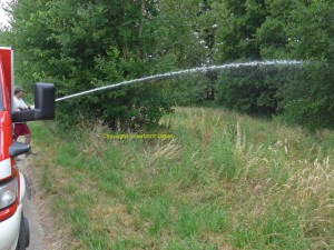 Feuerwehreinsatz an einem Laichtümpel Bauerbach